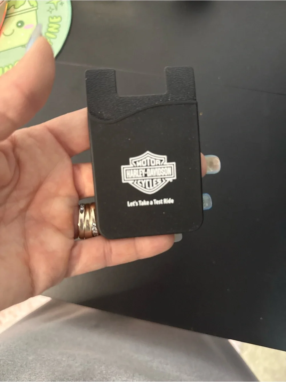 Harley-Davidson Black Silicone Phone Card Holder with White Logo